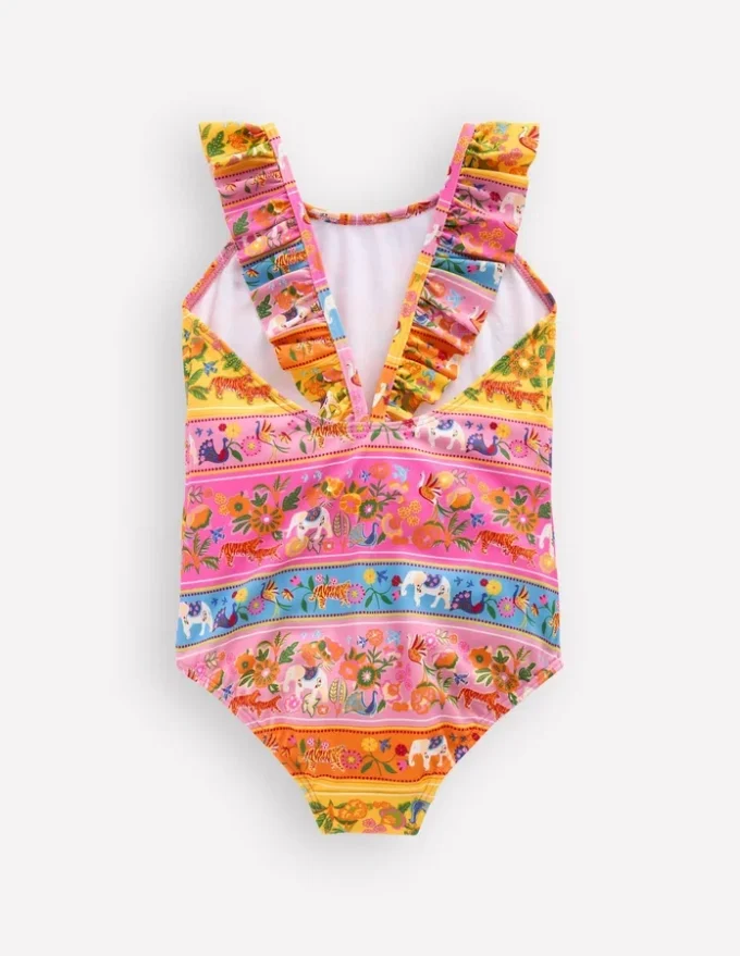 Hallie Frill Strap Swimsuit Multi Tropical Animals Stripe Hallie Frill Strap Swimsuit Multi Tropical Animals Stripe