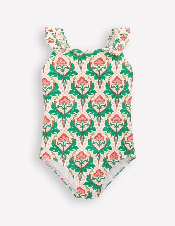 Hallie Frill Strap Swimsuit Multi Woodblock Floral Hallie Frill Strap Swimsuit Multi Woodblock Floral