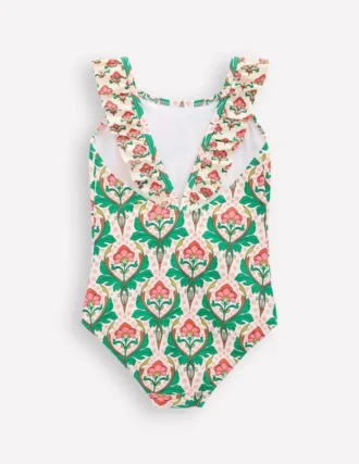 Hallie Frill Strap Swimsuit Multi Woodblock Floral