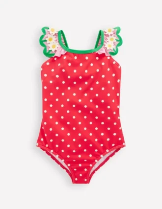 Hallie Frill Strap Swimsuit Red Spot Daisy