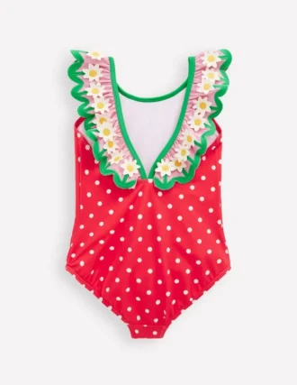 Hallie Frill Strap Swimsuit Red Spot Daisy