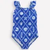Hallie Frill Strap Swimsuit Regency Blue Shell Tile Hallie Frill Strap Swimsuit Regency Blue Shell Tile