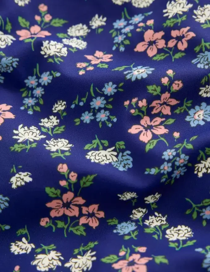 Hallie Frill Strap Swimsuit Sapphire Blue Meadow Floral