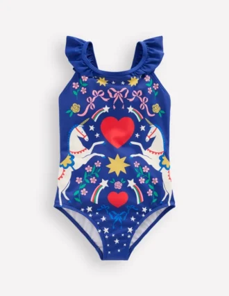 Hallie Frill Strap Swimsuit Sapphire Blue Unicorn