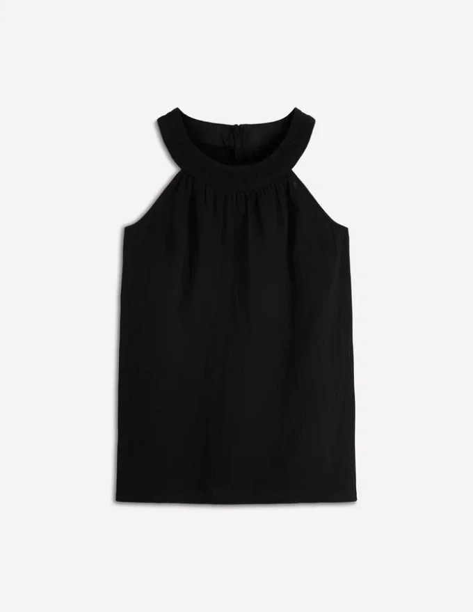 Halter-neck Double Cloth Top Black Halter-neck Double Cloth Top Black