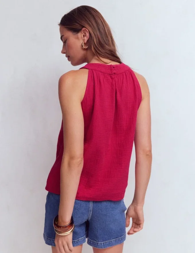 Halter-neck Double Cloth Top Pomegranate Halter-neck Double Cloth Top Pomegranate