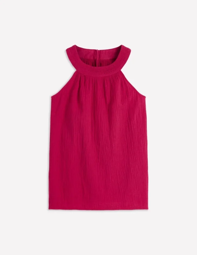 Halter-neck Double Cloth Top Pomegranate Halter-neck Double Cloth Top Pomegranate
