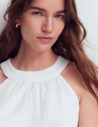 Halter-neck Double Cloth Top White
