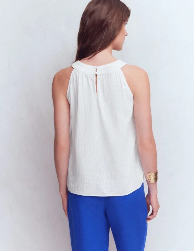 Halter-neck Double Cloth Top White Halter-neck Double Cloth Top White