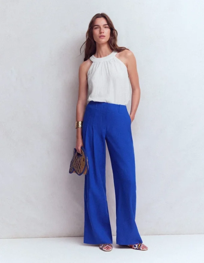 Halter-neck Double Cloth Top White Halter-neck Double Cloth Top White