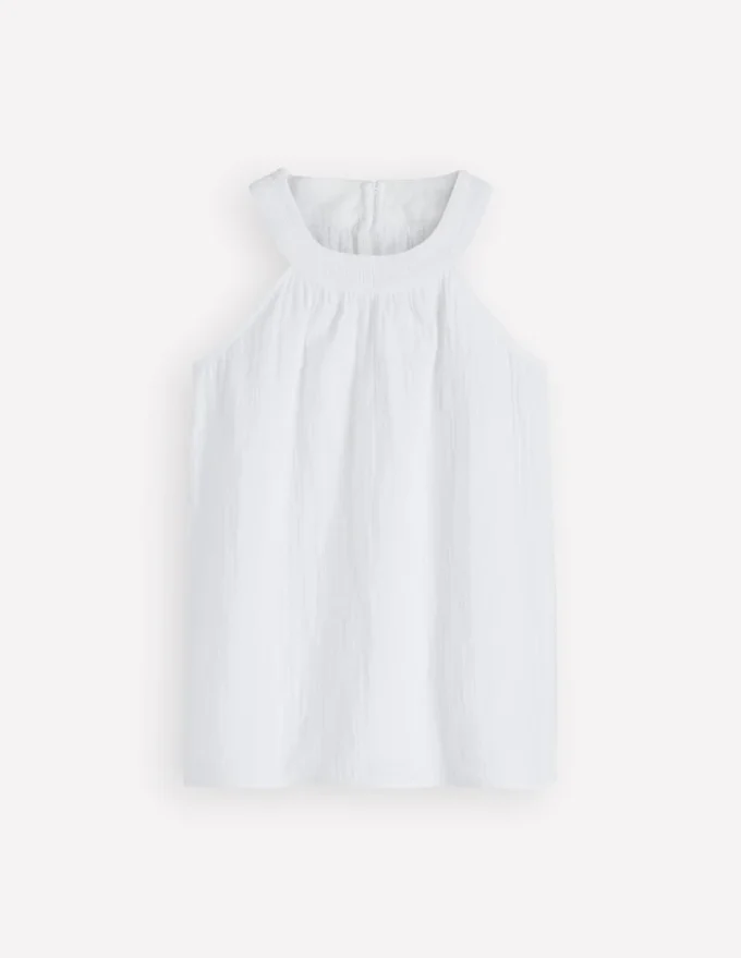 Halter-neck Double Cloth Top White Halter-neck Double Cloth Top White