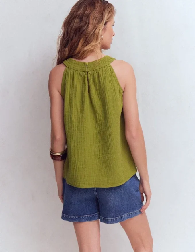 Halter-neck Double Cloth Top Woodland Green Halter-neck Double Cloth Top Woodland Green