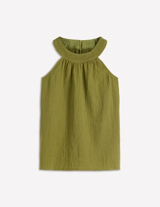 Halter-neck Double Cloth Top Woodland Green Halter-neck Double Cloth Top Woodland Green