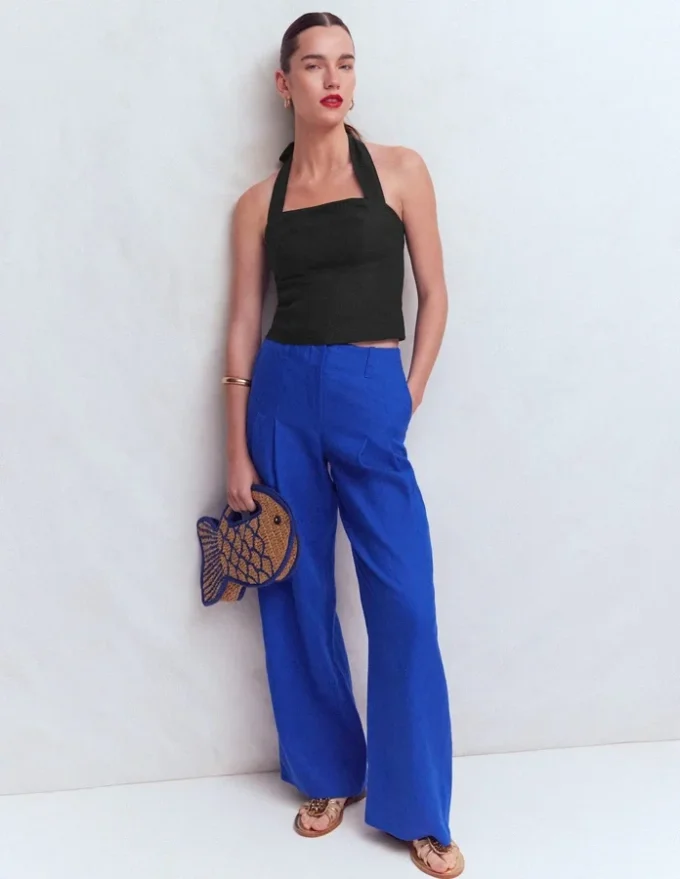 Halterneck Linen Top Black Halterneck Linen Top Black