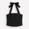 Halterneck Linen Top Black Halterneck Linen Top Black