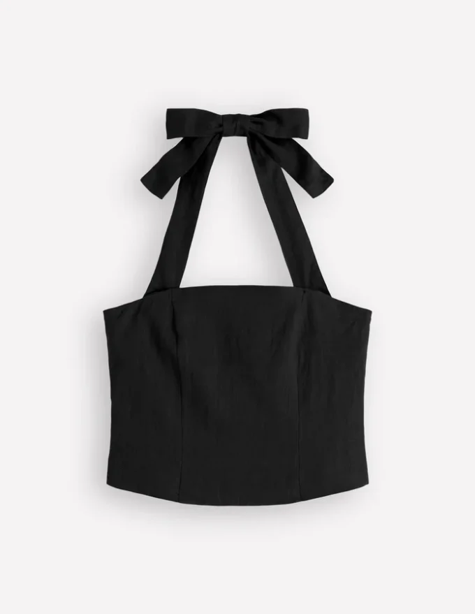 Halterneck Linen Top Black Halterneck Linen Top Black