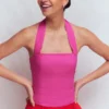 Halterneck Linen Top Bright Pink Halterneck Linen Top Bright Pink