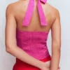 Halterneck Linen Top Bright Pink Halterneck Linen Top Bright Pink