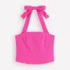 Halterneck Linen Top Bright Pink Halterneck Linen Top Bright Pink