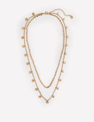 Hammered Disk Layered Necklace Gold Colour