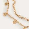 Hammered Disk Layered Necklace Gold Colour