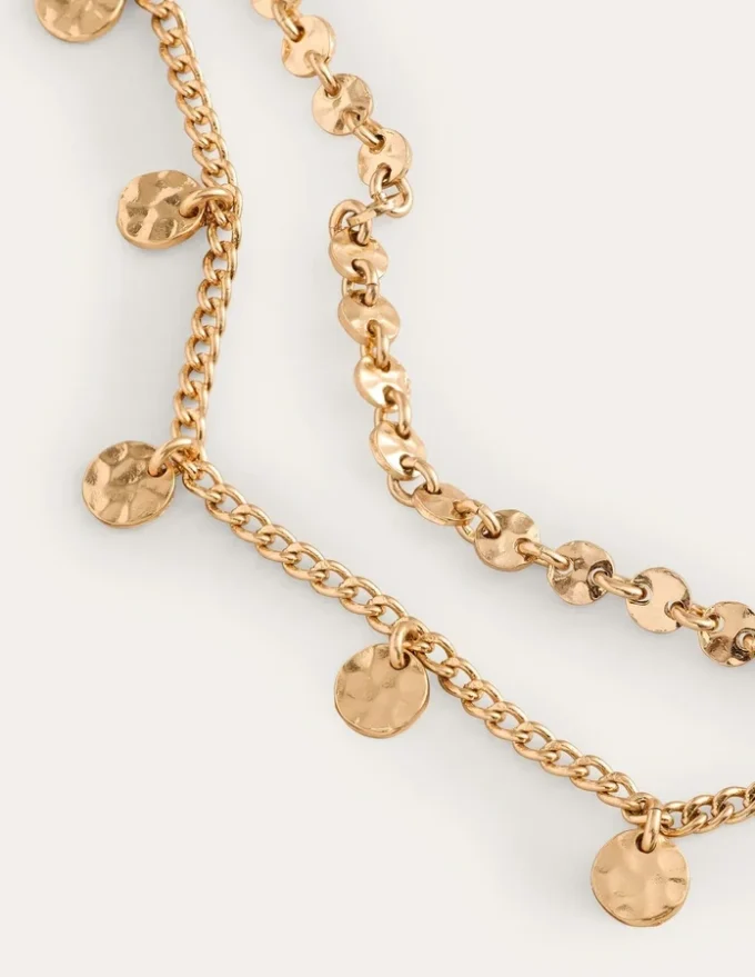 Hammered Disk Layered Necklace Gold Colour
