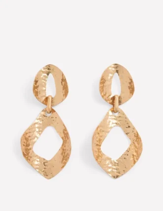 Hammered Double Earrings Gold Colour