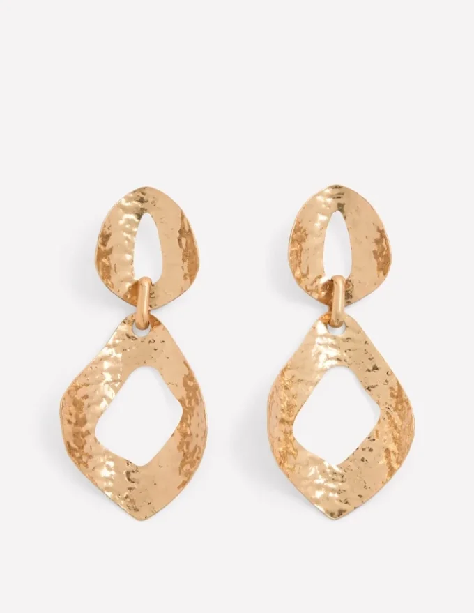 Hammered Double Earrings Gold Colour Hammered Double Earrings Gold Colour