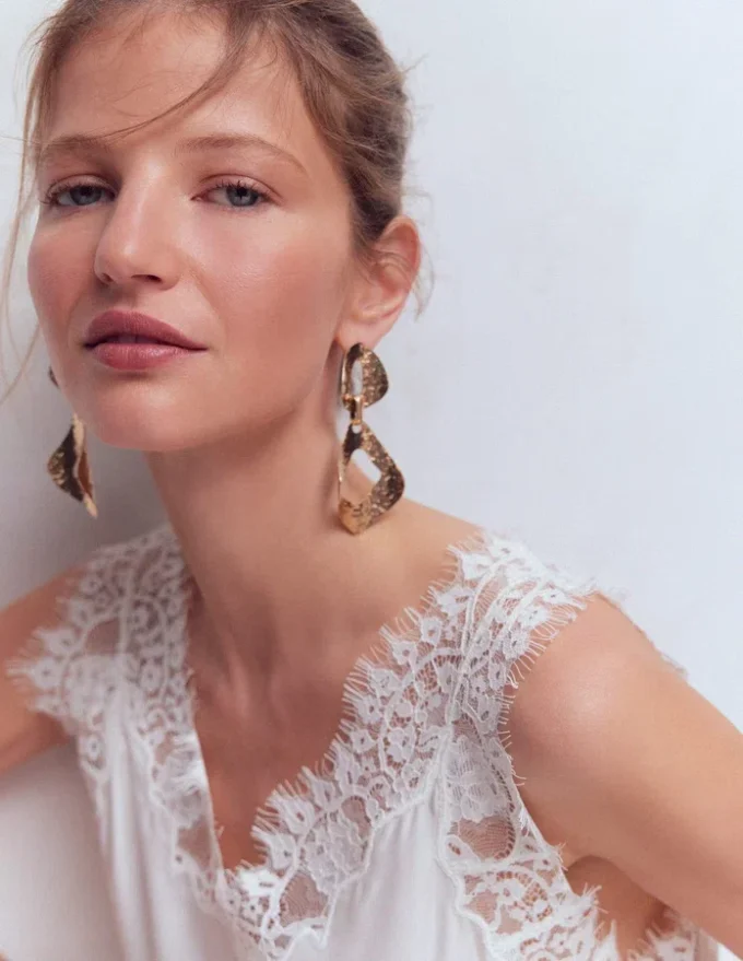 Hammered Double Earrings Gold Colour Hammered Double Earrings Gold Colour