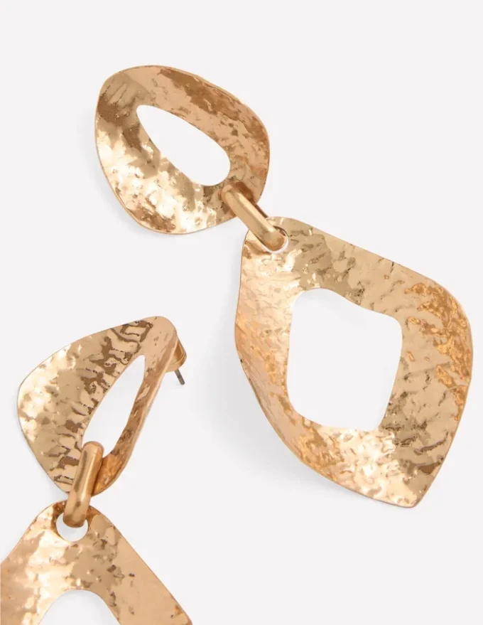 Hammered Double Earrings Gold Colour Hammered Double Earrings Gold Colour