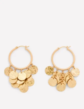 Hammered Gold Teardrop Hoops Gold Colour