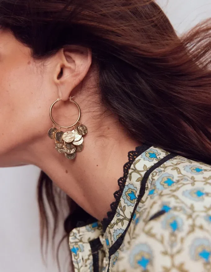 Hammered Gold Teardrop Hoops Gold Colour Hammered Gold Teardrop Hoops Gold Colour