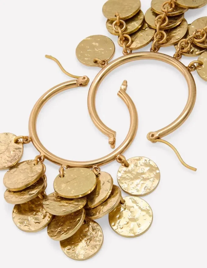 Hammered Gold Teardrop Hoops Gold Colour Hammered Gold Teardrop Hoops Gold Colour
