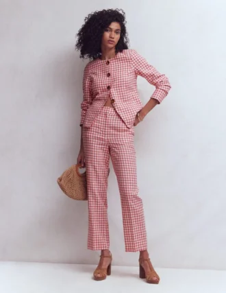Hampstead Linen Blazer Vintage Rose Gingham