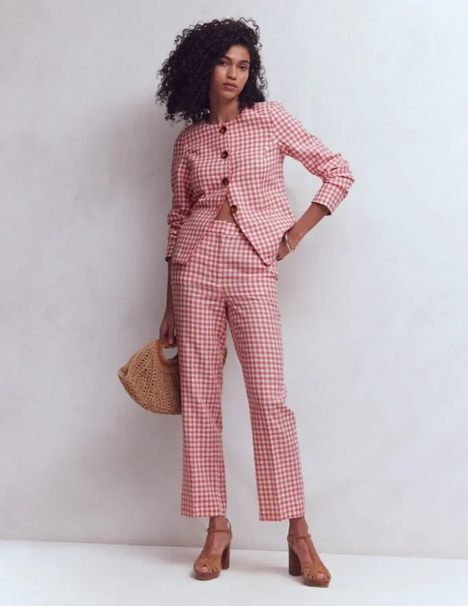 Hampstead Linen Blazer Vintage Rose Gingham