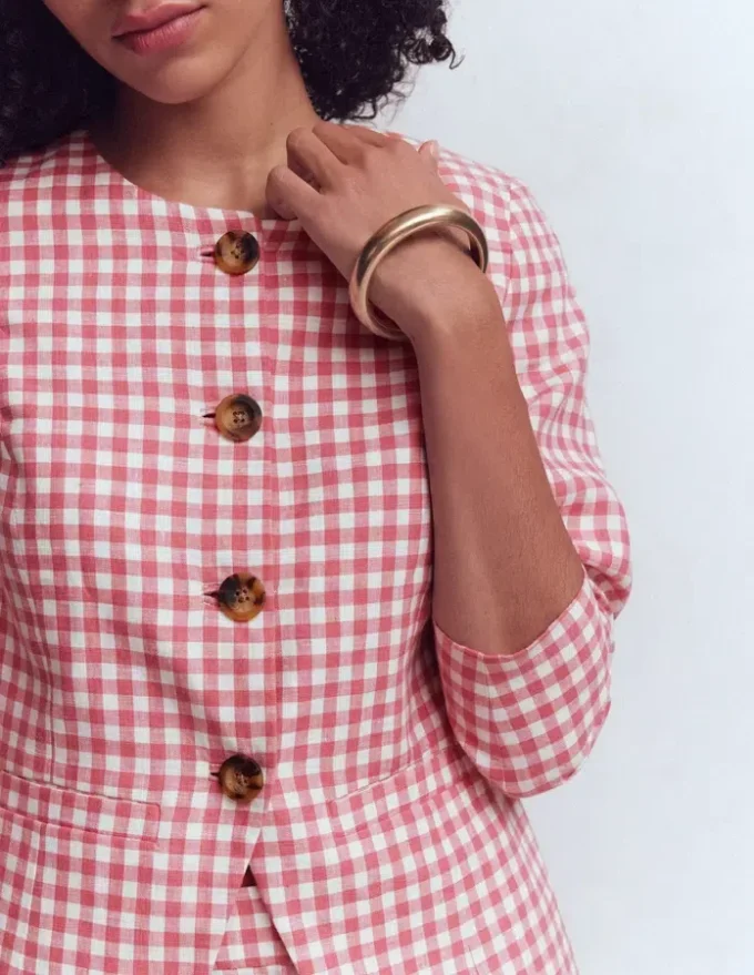 Hampstead Linen Blazer Vintage Rose Gingham