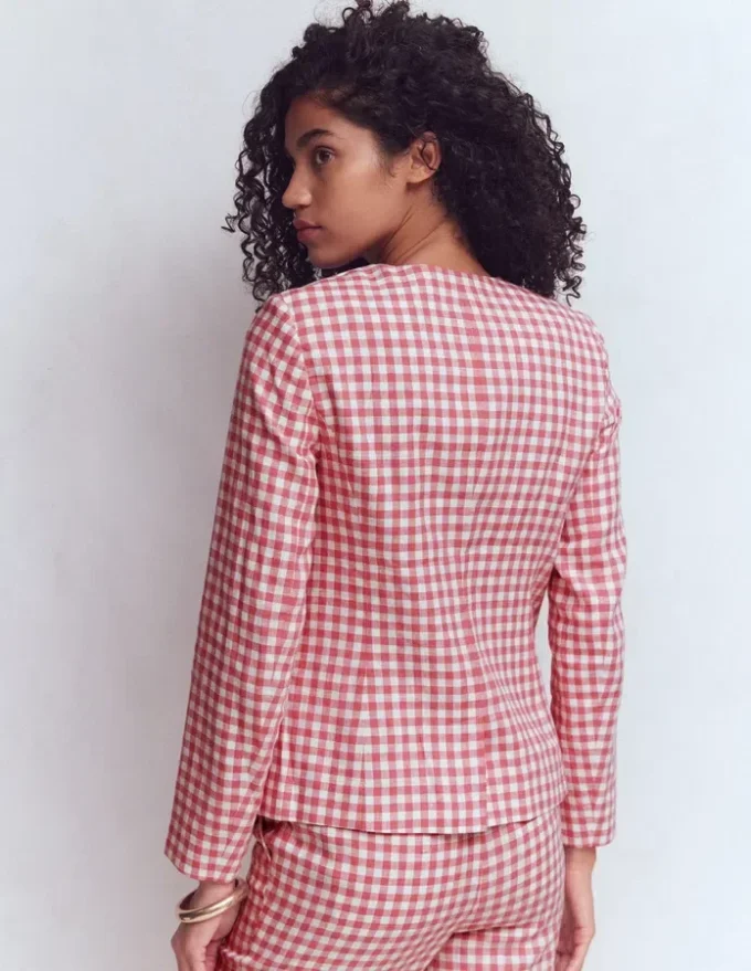 Hampstead Linen Blazer Vintage Rose Gingham