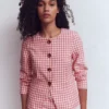 Hampstead Linen Blazer Vintage Rose Gingham