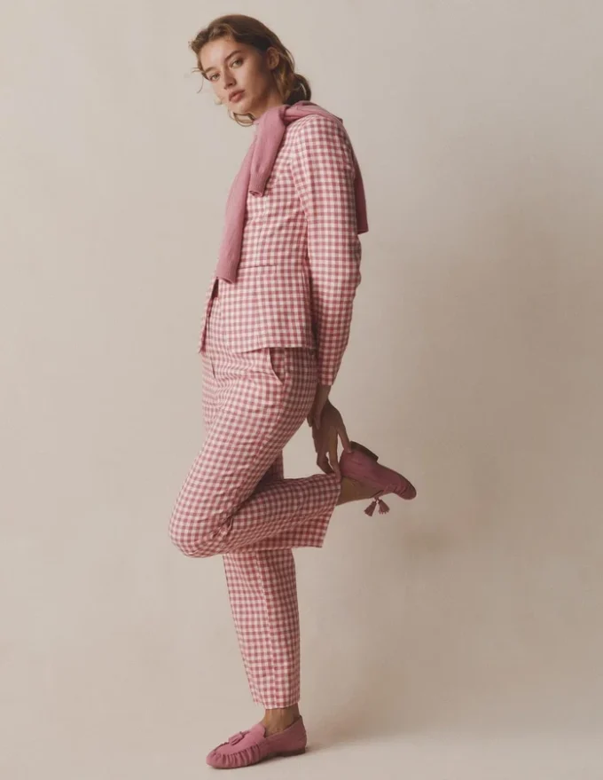 Hampstead Linen Blazer Vintage Rose Gingham