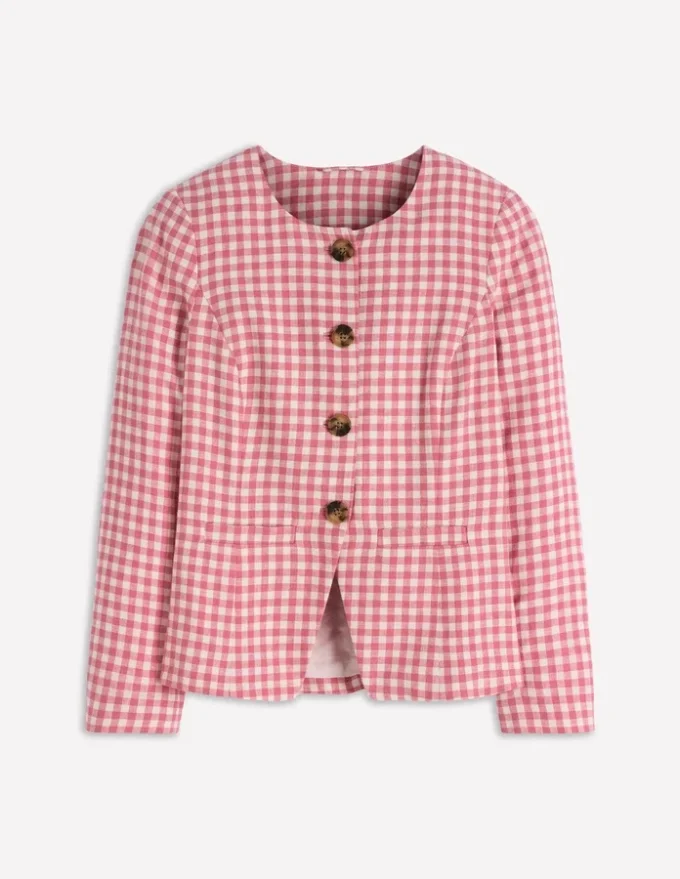 Hampstead Linen Blazer Vintage Rose Gingham