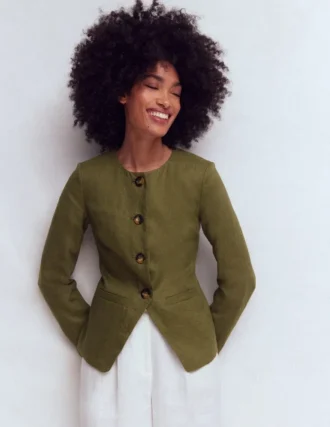 Hampstead Linen Blazer Woodland Green