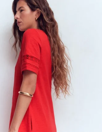 Hattie Jersey T-shirt Dress Red Coral