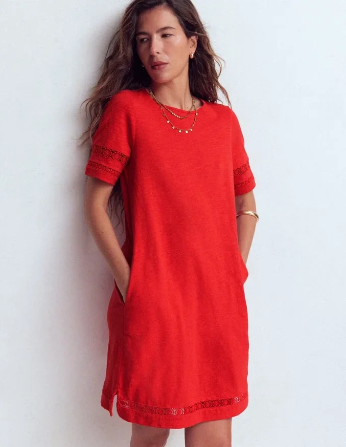 Hattie Jersey T-shirt Dress Red Coral Hattie Jersey T-shirt Dress Red Coral