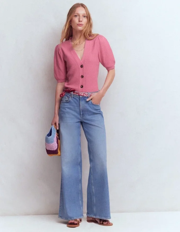 Hayley Cotton V-neck Cardigan Dusty Rose Hayley Cotton V-neck Cardigan Dusty Rose