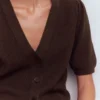 Hayley Cotton V-neck Cardigan Espresso Hayley Cotton V-neck Cardigan Espresso