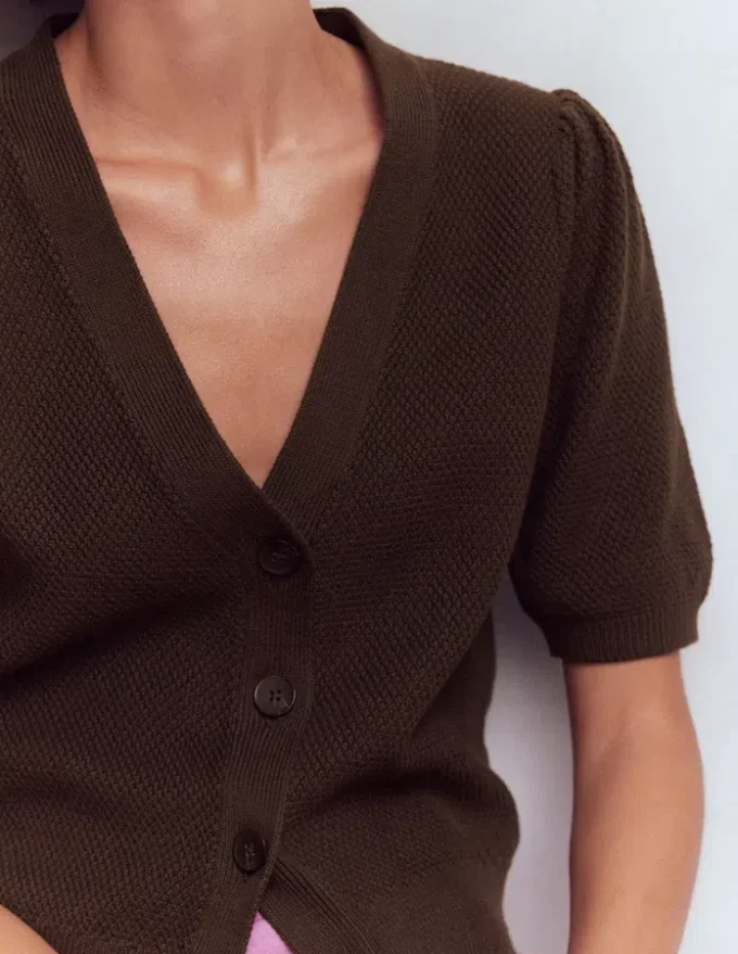 Hayley Cotton V-neck Cardigan Espresso Hayley Cotton V-neck Cardigan Espresso