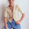 Hayley Cotton V-neck Cardigan Warm Ivory Hayley Cotton V-neck Cardigan Warm Ivory