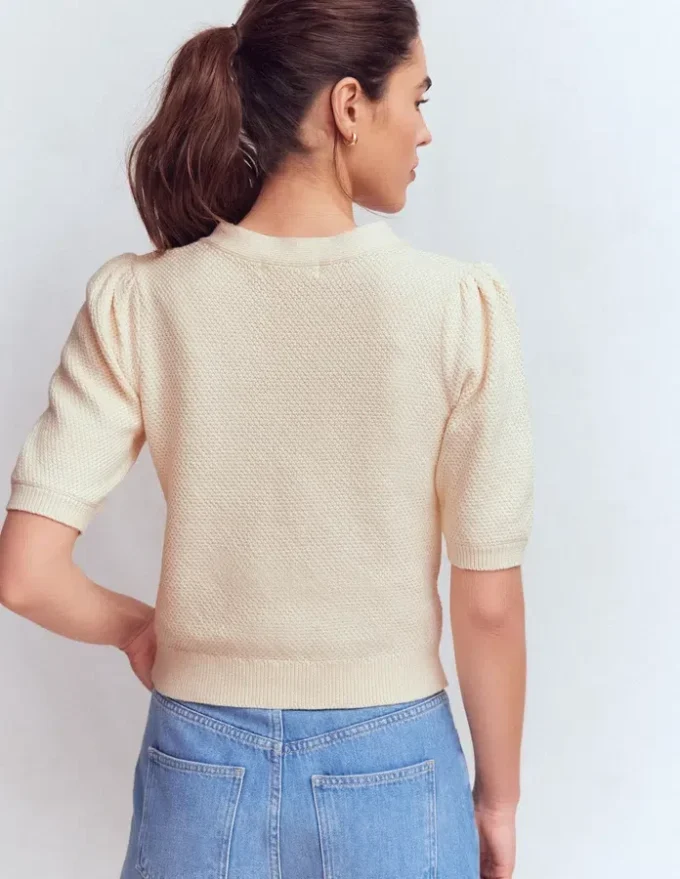 Hayley Cotton V-neck Cardigan Warm Ivory Hayley Cotton V-neck Cardigan Warm Ivory