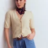 Hayley Cotton V-neck Cardigan Warm Ivory Hayley Cotton V-neck Cardigan Warm Ivory