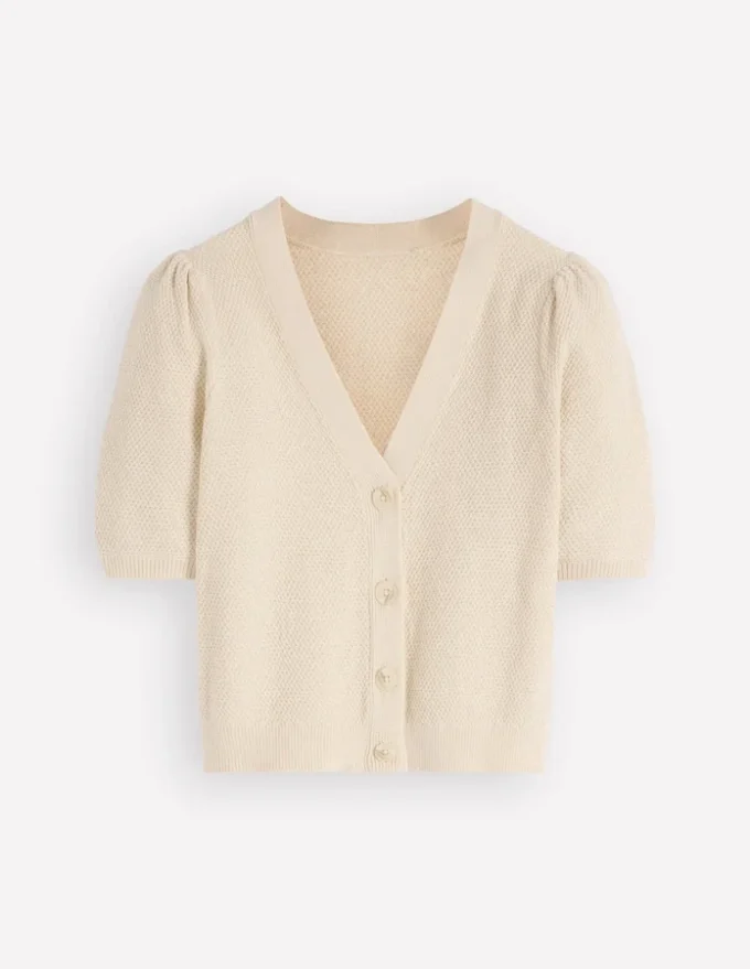 Hayley Cotton V-neck Cardigan Warm Ivory Hayley Cotton V-neck Cardigan Warm Ivory